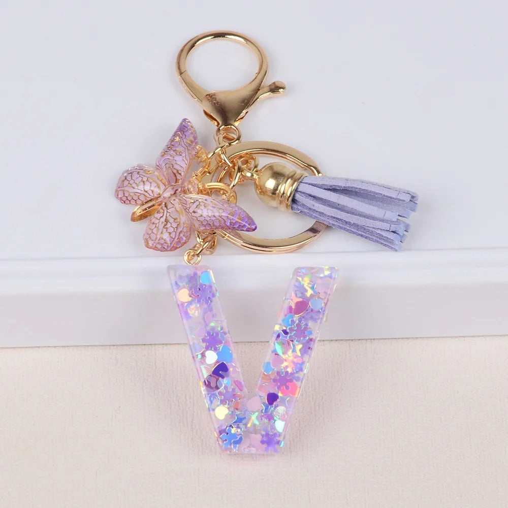 🔥Butterfly Letter Keychain Tassel Design Vibrant Durable Lightweight Gift
